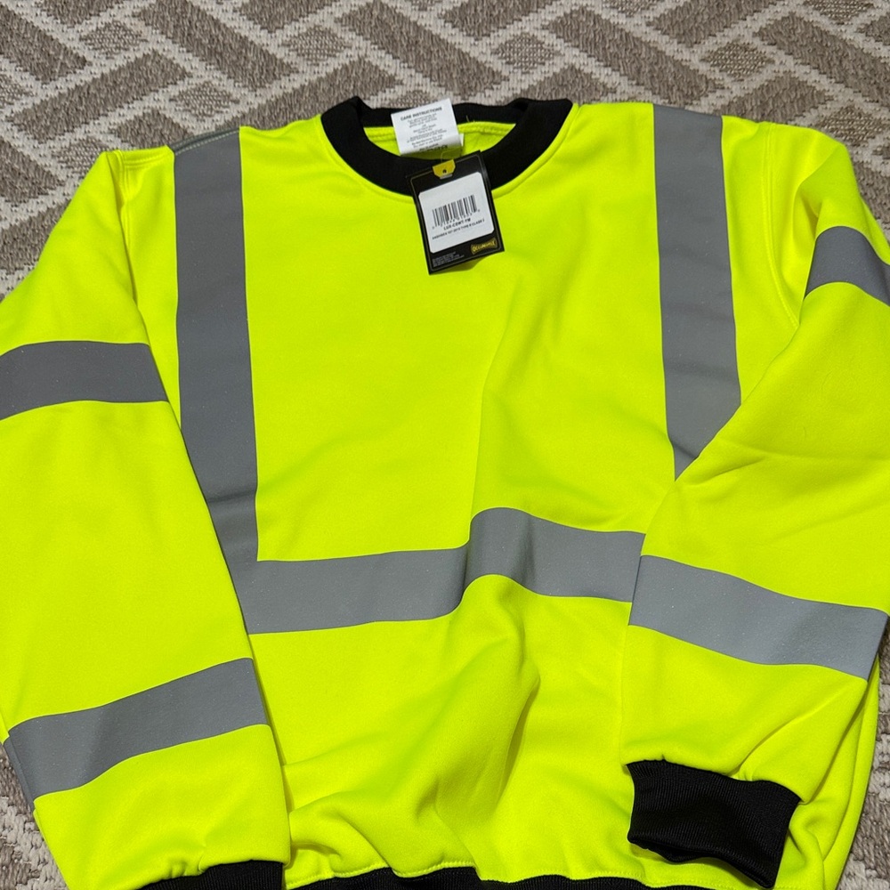 High-Visibility Yellow and Gray Men's Crewneck Sweatshirt. Medium